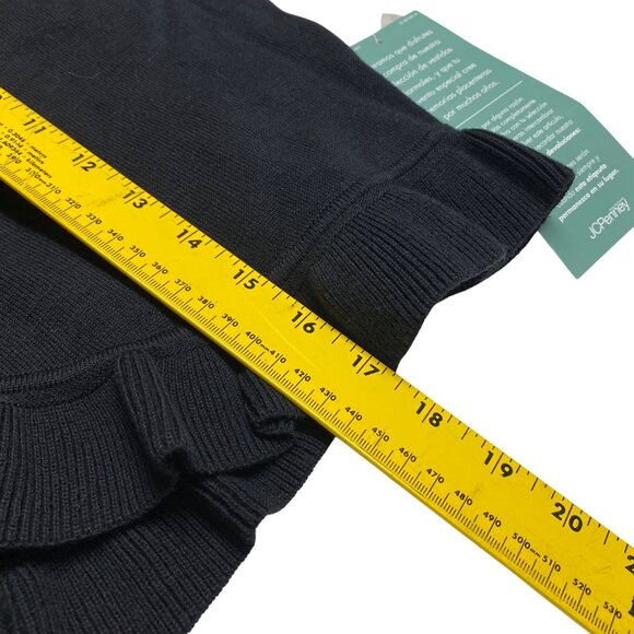 Jones Wear Dress‎ Black Crop L Ruffled Cardigan Sweater NWT Holiday Party - Picture 8 of 11